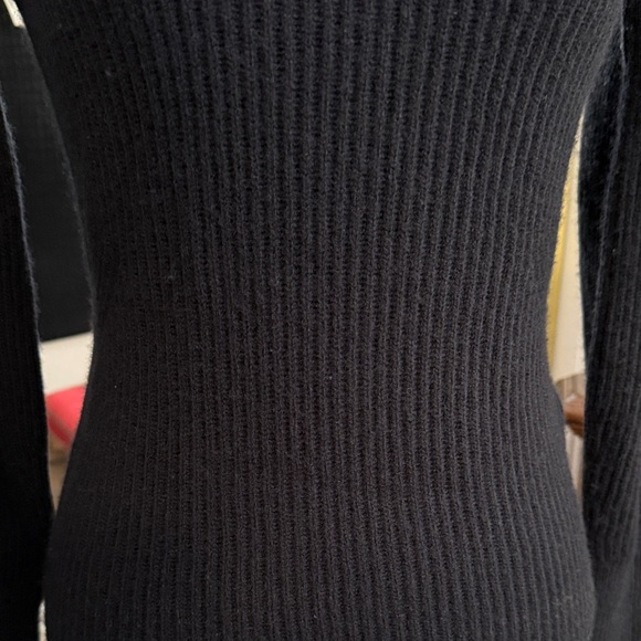 Madewell Black Ribbed Crew Neck Sweater 90%Wool 10% Cashmere - Picture 2 of 14